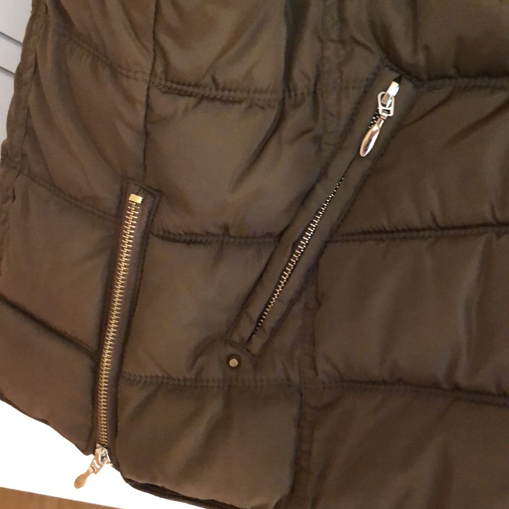 POLO Olive Brown Puffer Vest w/ Black Fur Neck - Picture 6 of 8